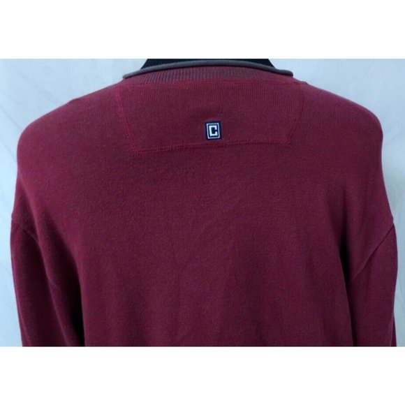 Chaps Denim Mens Large Red Grey Pullover Long Sleeve Logo Stretch Sweater - Picture 7 of 12